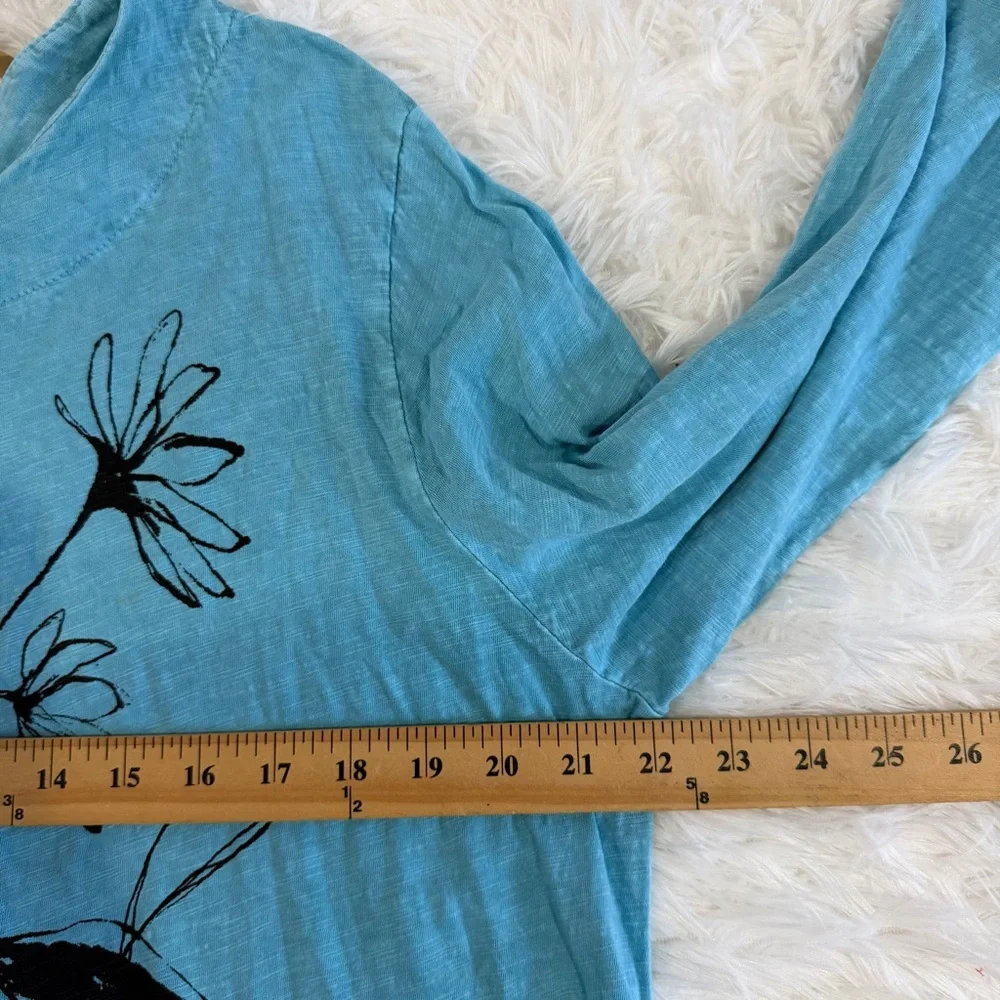 Jess & Jane Womens Mineral Washed Slub Tunic Top Size XL Teal 3/4 Sleeve Artsy - Picture 7 of 10
